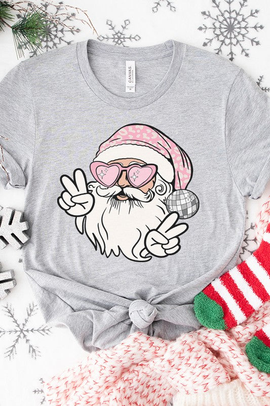 Christmas Cool Santa Pink Hat Holiday Tee