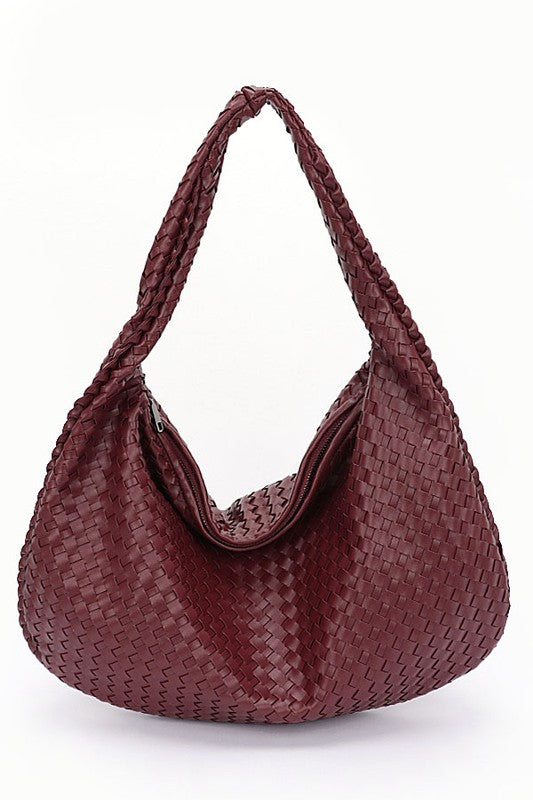 Weaved Faux Leather Soft Shoulder Bag | Modern Boutique Fashion