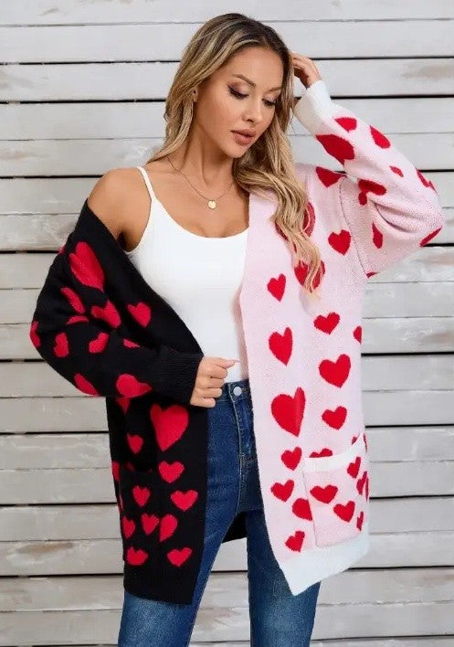 Two Tone Heart Cardigan | Modern Boutique Fashion