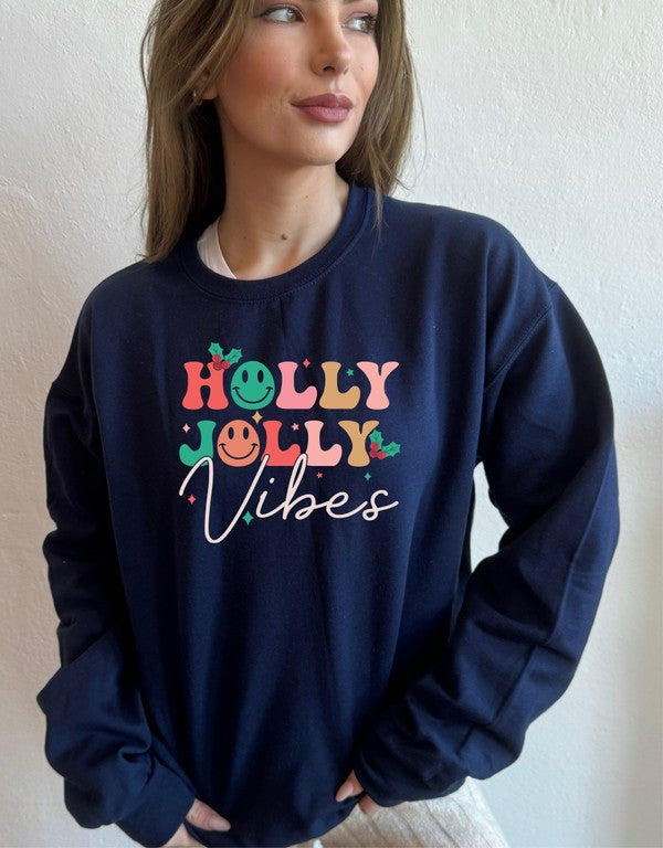 Holly Jolly Vibes Cozy Crewneck Sweatshirt