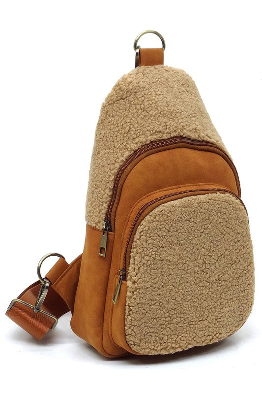 Terry Fur Sling Bag Backpack