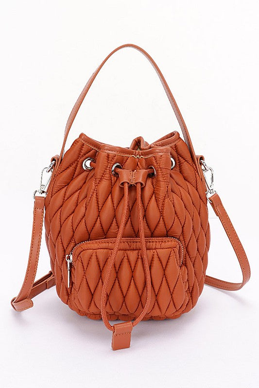 Nylon Quilted Puffer Convertible Bucket Bag | Modern Boutique Fashion