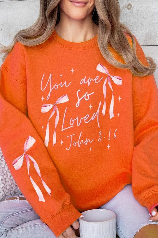 Pink Bow You Are So Loved Graphic Sweatshirt