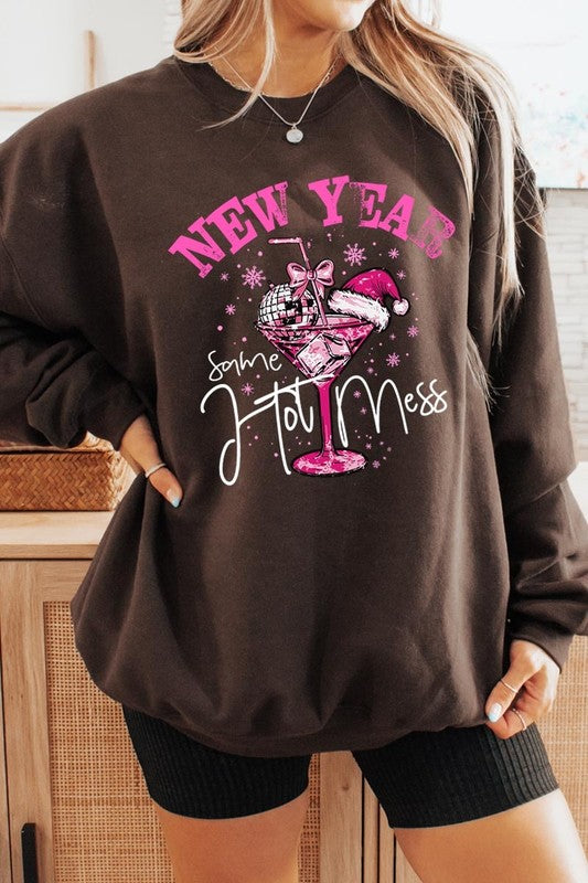 New Year Same Hot Mess Graphic Fleece Sweatshirt