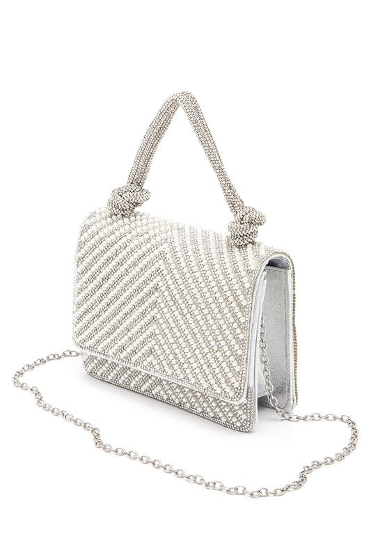 Pearl Studs Rhinestone Handle Clutch Bag | Modern Boutique Fashion