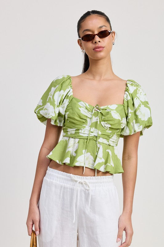 Short Puff Sleeve Floral Blouse | Modern Boutique Fashion
