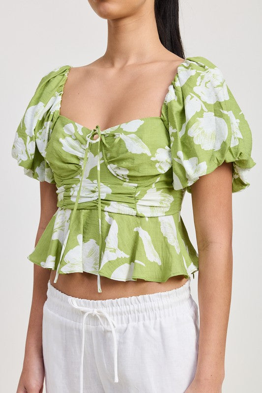 Short Puff Sleeve Floral Blouse | Modern Boutique Fashion
