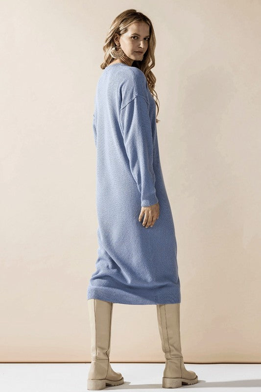 PLUS COMFY BUTTON-FRONT SOFT SWEATER MIDI DRESS | MODERN EMPORIUM