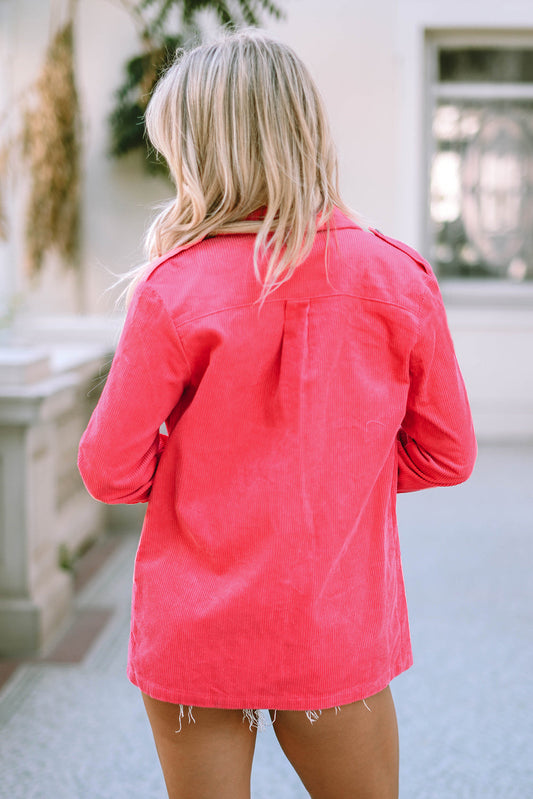 Claire Buttoned Flap Pocket Corduroy Jacket