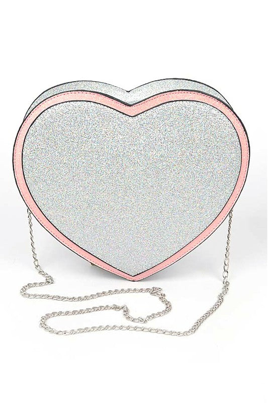 Glitter Heart Shape Novelty Crossbody Bag | Modern Boutique Fashion
