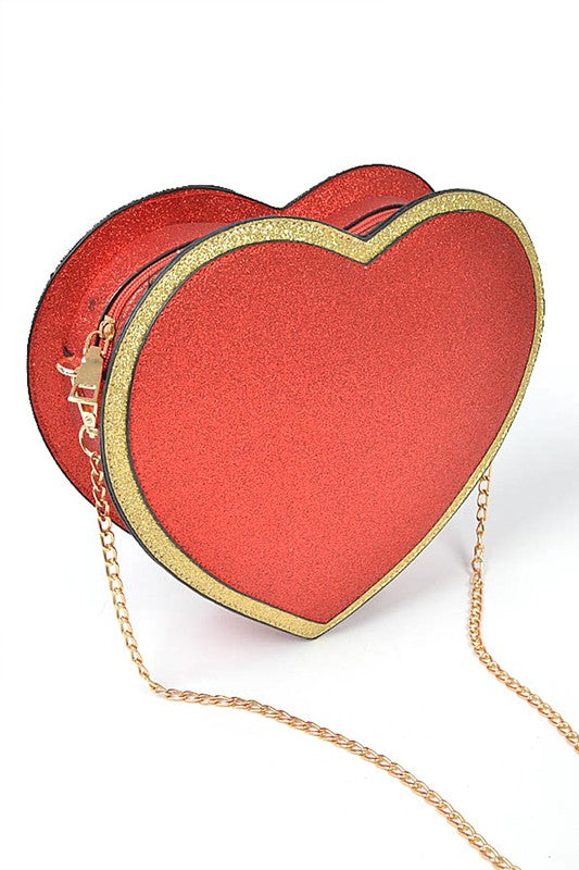 Glitter Heart Shape Novelty Crossbody Bag | Modern Boutique Fashion