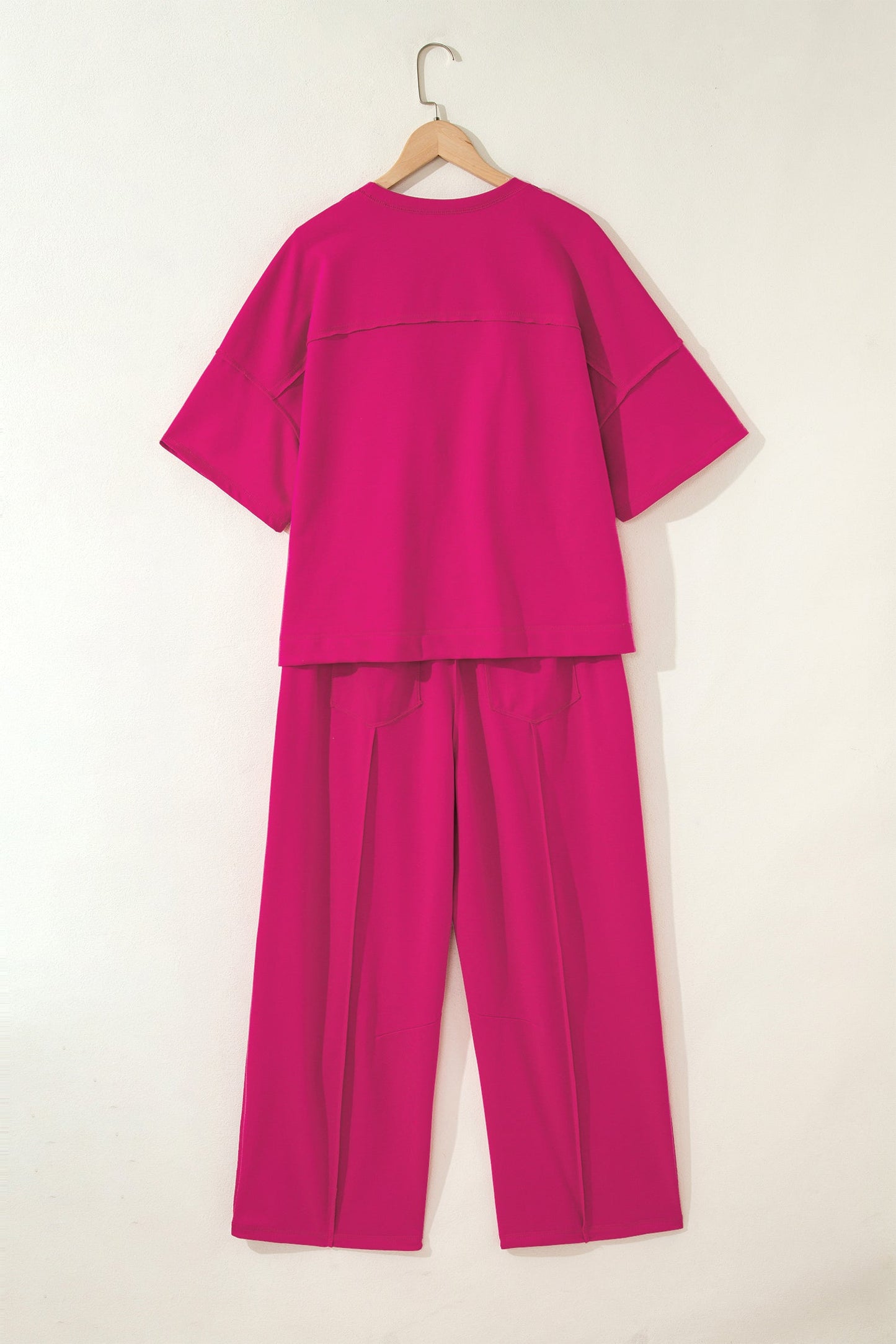 Solid Drop Shoulder Boxy Tee & Barrel Pants Set