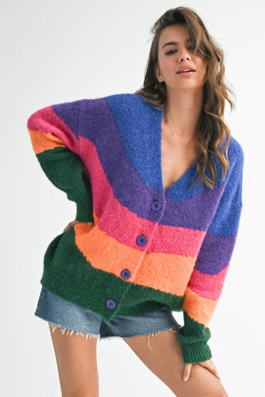 COLORBLOCK FUZZY CARDIGAN | MODERN EMPORIUM – trending fashion from Modern Emporium