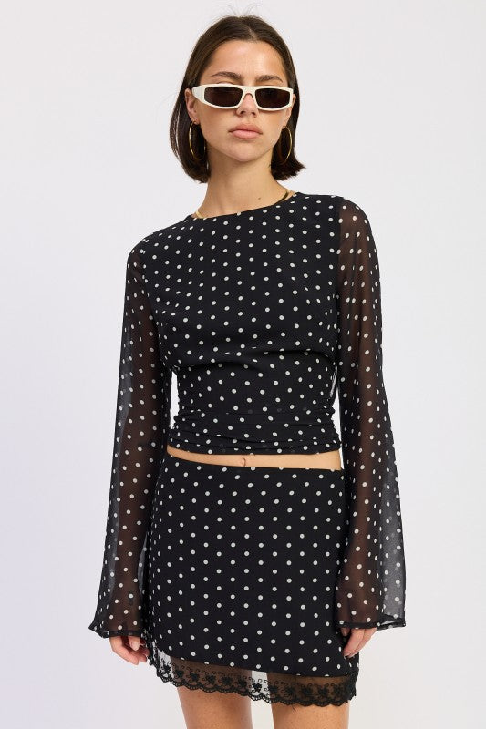 CROPPED POLKA DOT SHEER TOP WITH OPEN BACK TIE | MODERN EMPORIUM – trending fashion from Modern Emporium