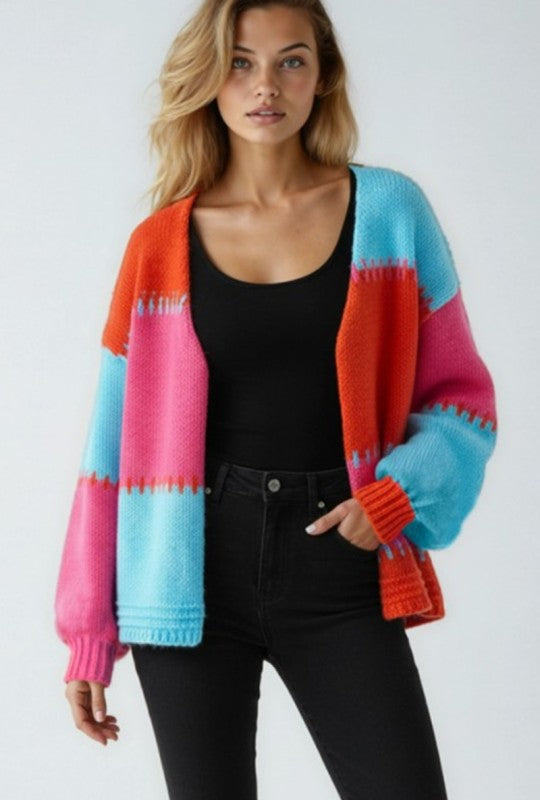 WOMEN'S COLOR-BLOCK  KNIT CARDIGAN | MODERN EMPORIUM - Modern Emporium Boutique