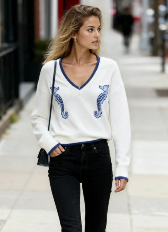 Seahorse Knit Sweater - Cream – women's boutique fashion