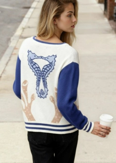 Seahorse Coral Knit Cardigan