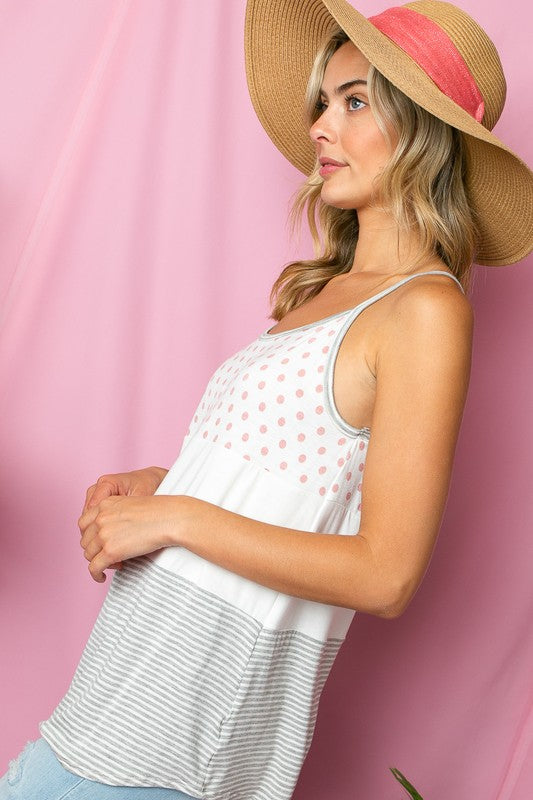 POLKA DOT STRIPE SOLID MIX CAMI