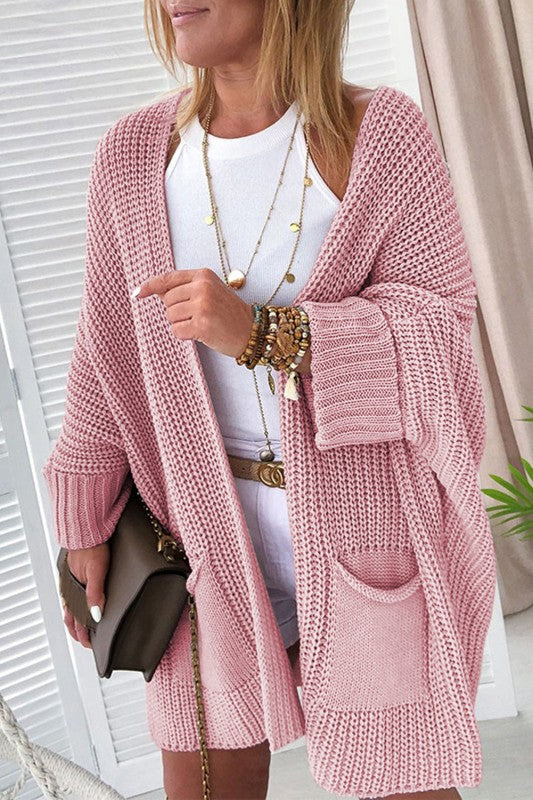 OVERSIZED FOLD OVER SLEEVE OPEN FRONT CARDIGAN | MODERN EMPORIUM - Modern Emporium Boutique