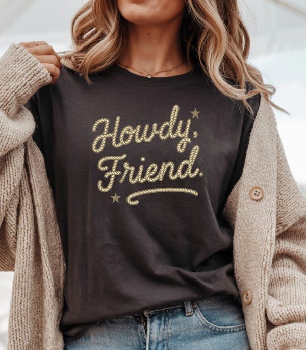 Howdy Friend Graphic Boutique Tee - Black – women's boutique fashion