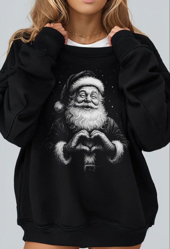 SANTA HEART HANDS GRAPHIC SWEATSHIRT | MODERN EMPORIUM – trending fashion from Modern Emporium