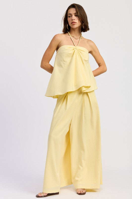 Linen Wide Leg Pants With Elastic Waist women's boutique fashion