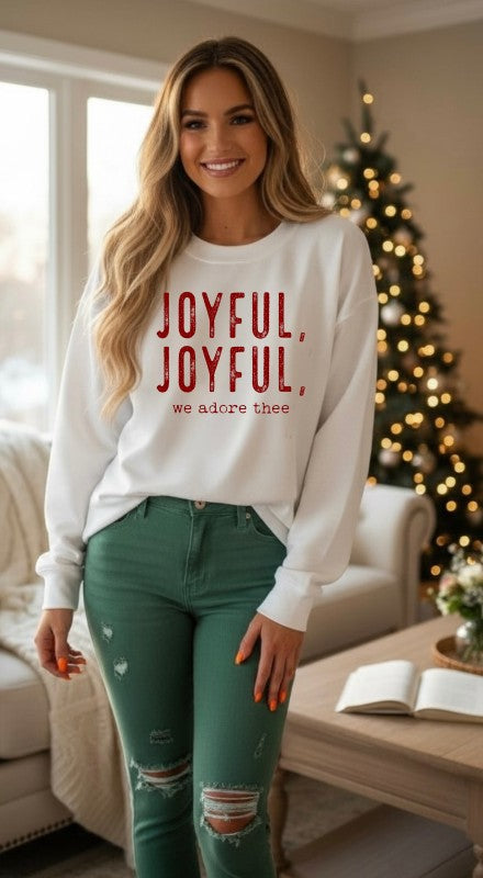 Joyful, Joyful, We Adore Thee Sweatshirt - White – women's boutique fashion
