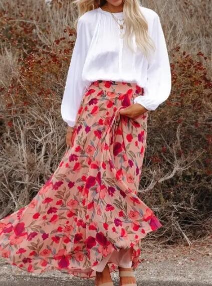 Floral Maxi Skirt women's trendy boutique outfit