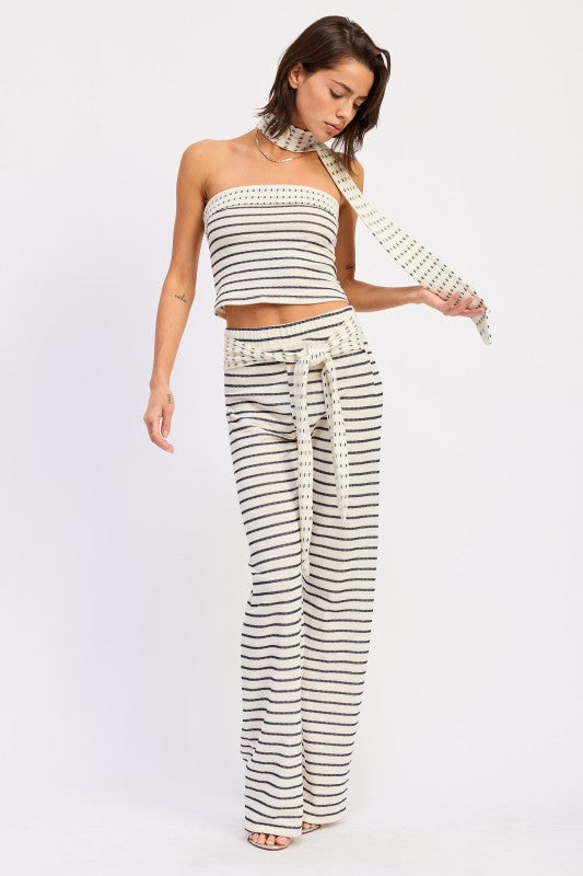 Low Rise Striped Knit Pants trendy women's boutique clothing