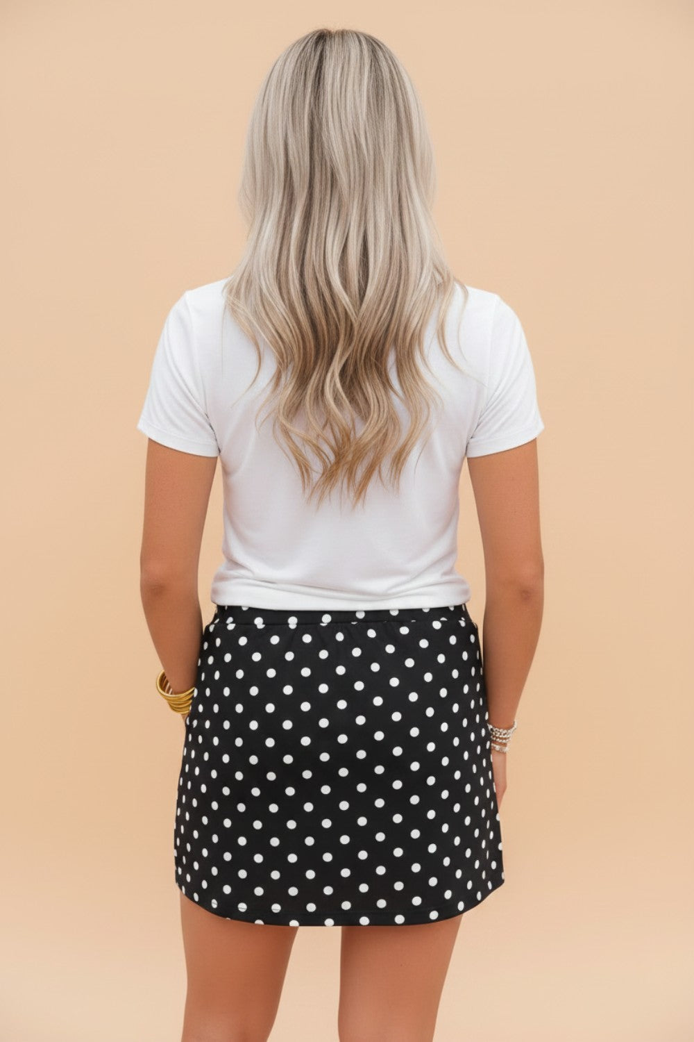 Polka Dot Drawstring Mini Skort