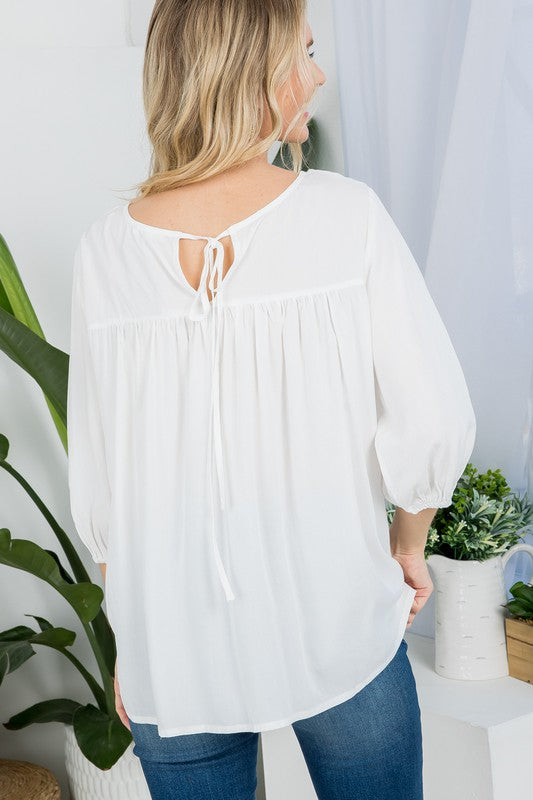 SOLID PINTUCK TUNIC BLOUSES