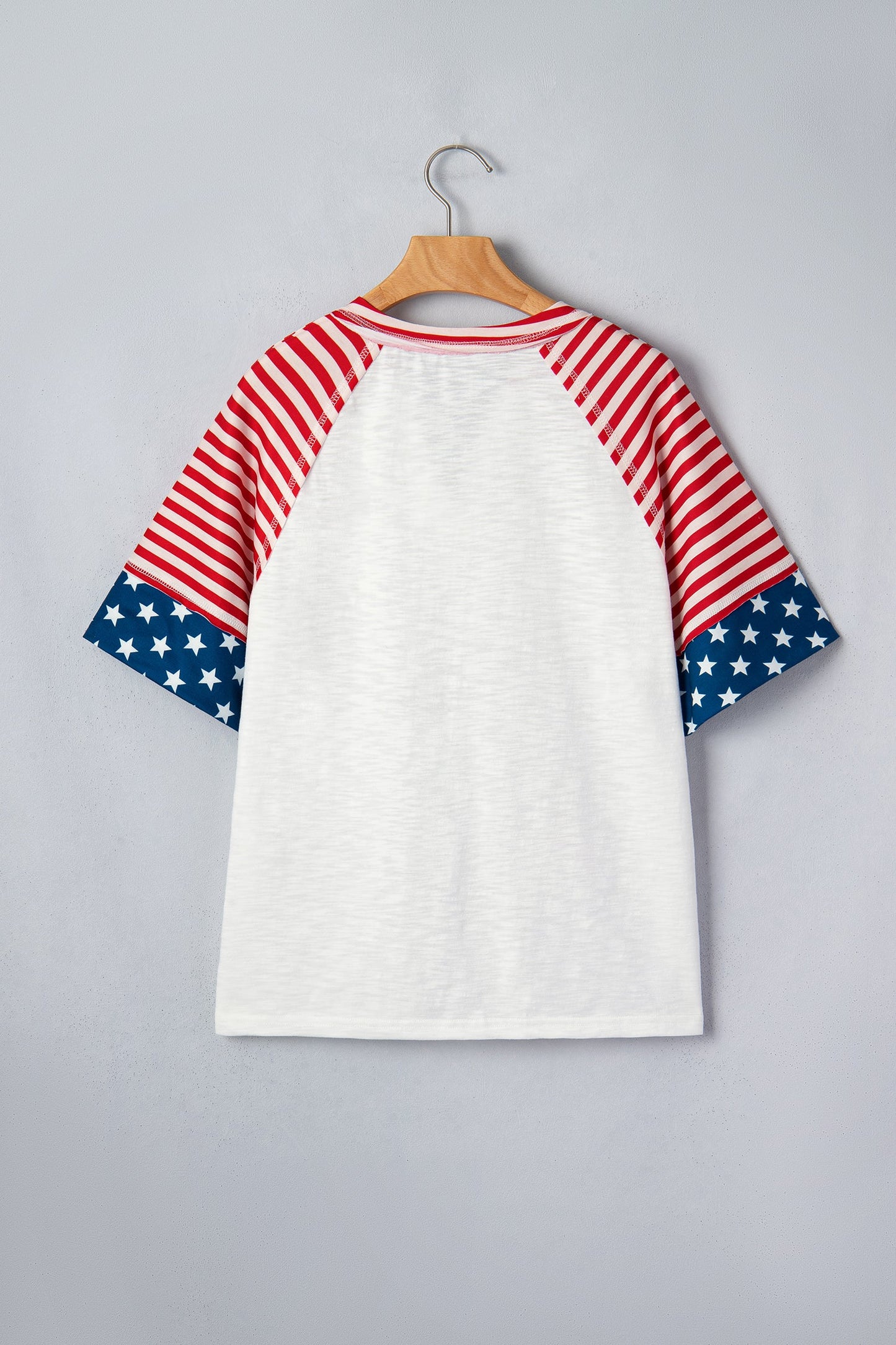 USA Flag Star Patchwork Short Sleeve Top