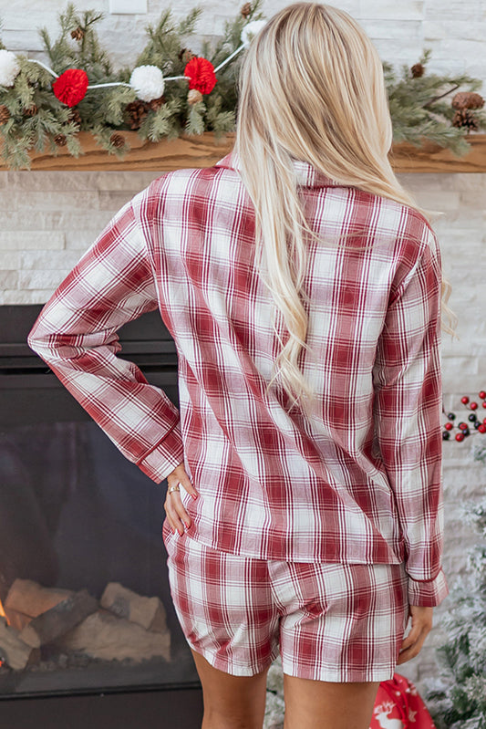 Plaid Shirt and Shorts Lounge Set