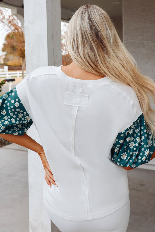 Aileen Floral Puff Sleeve Oversized Top
