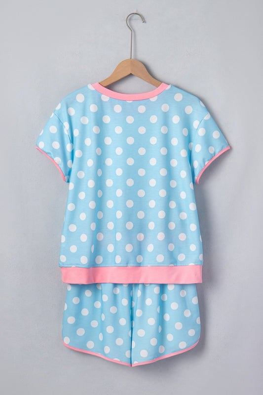 Polka Dot Contrast Trim Top & Short Set