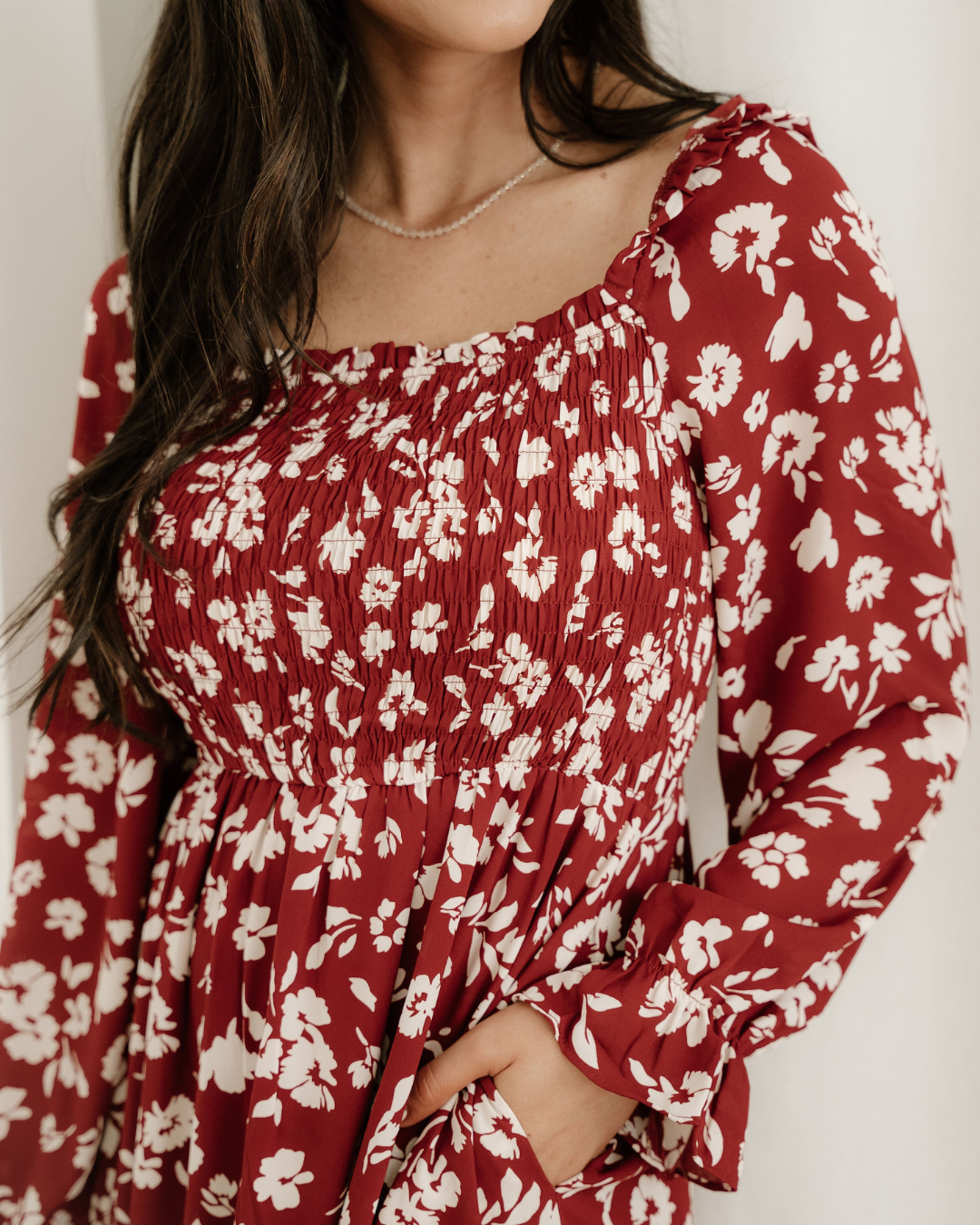 Lydia Sleeve Square Neck Smocked Maxi Dress