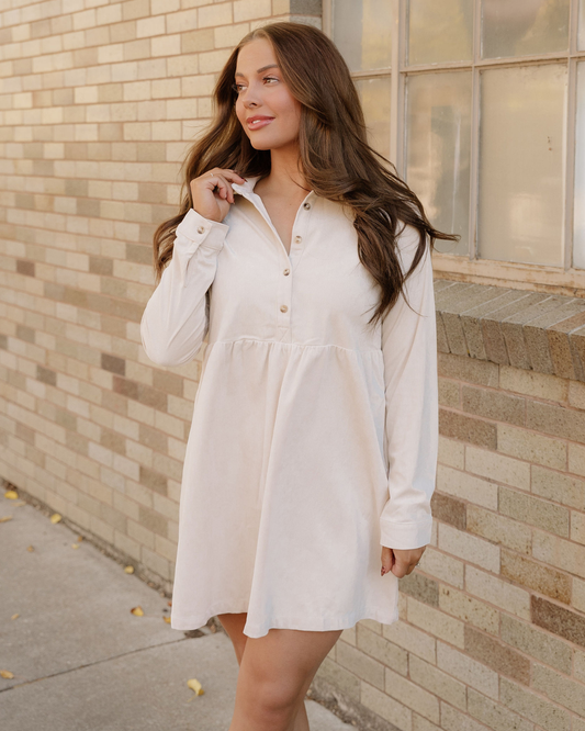 Abigail Corduroy Mini Dress | Collared Button Dress