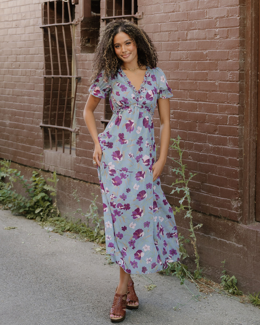Haisley Floral Maxi Dress | Frill V Neck Dress