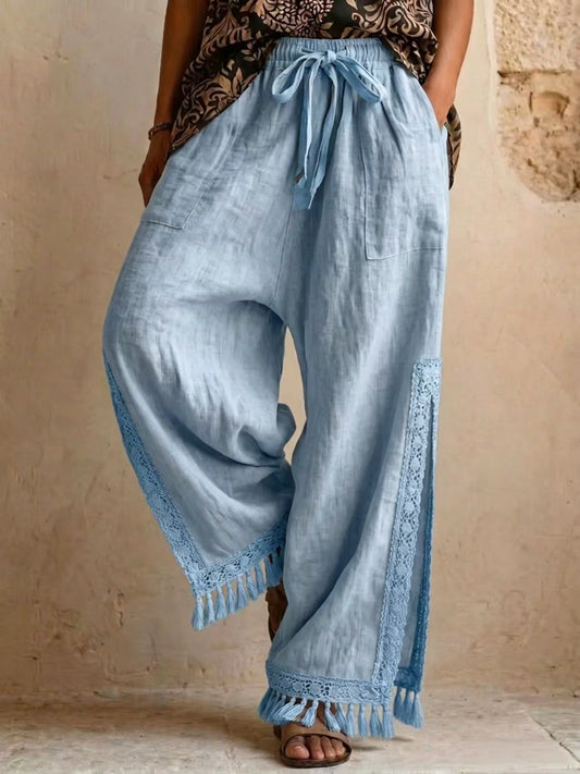 Women's Lace Tassel Wide-Leg Pants – Bohemian Resort Style