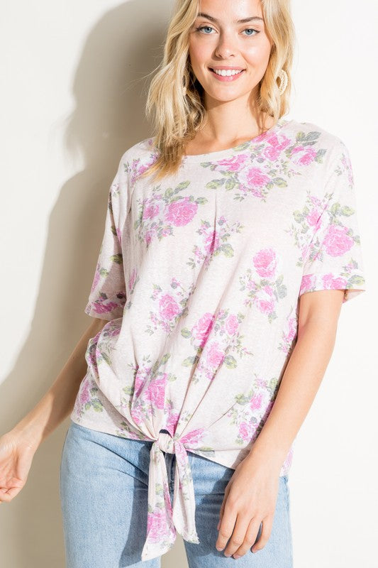 FLORAL PRINT TRIBLEND TOP