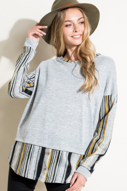 SOLID MULTI STRIPE MIXED TOP