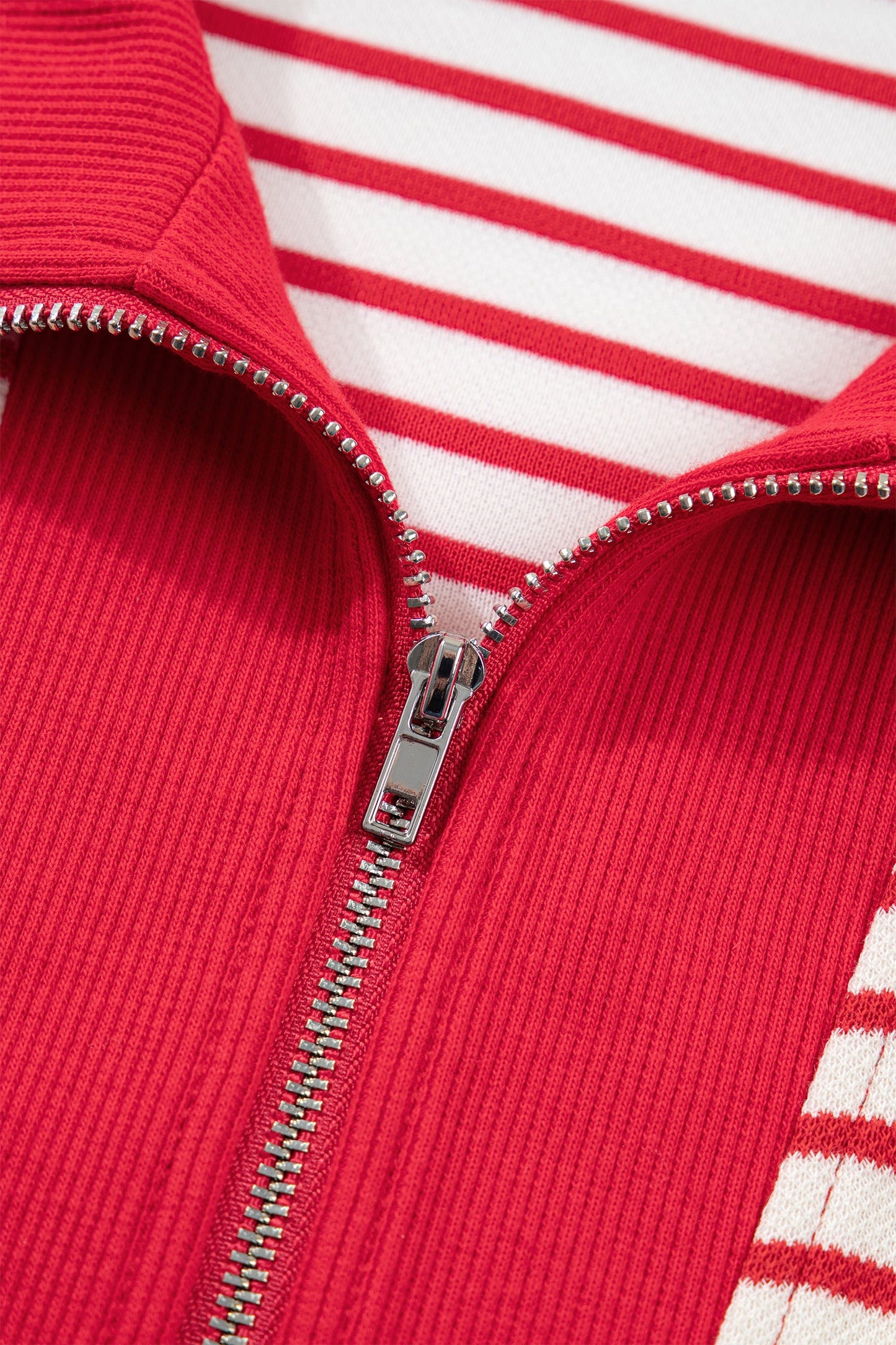 Stripe Quarter Zip Polo Collar T-Shirt Dress