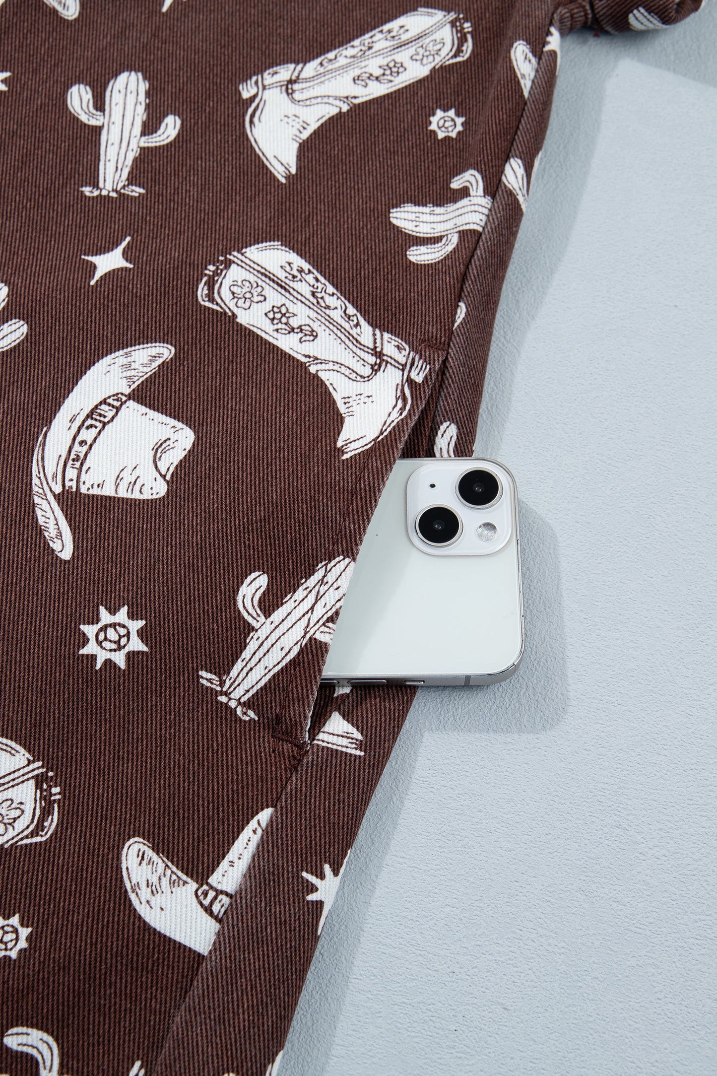 Western Cowgirl Cactus Raw Edge Denim Dress