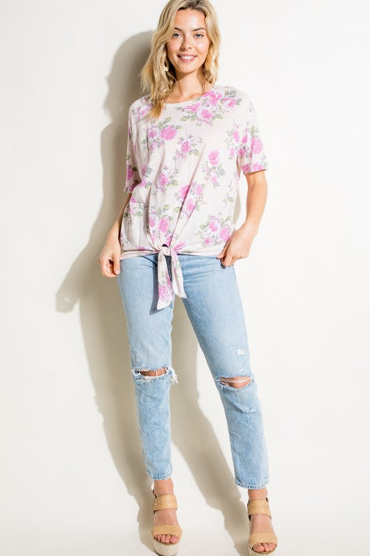 FLORAL PRINT TRIBLEND TOP