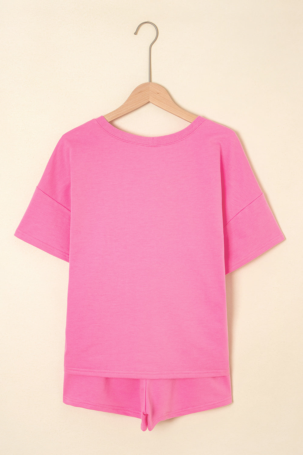 Solid V-Neck Tee and Drawstring Shorts Set