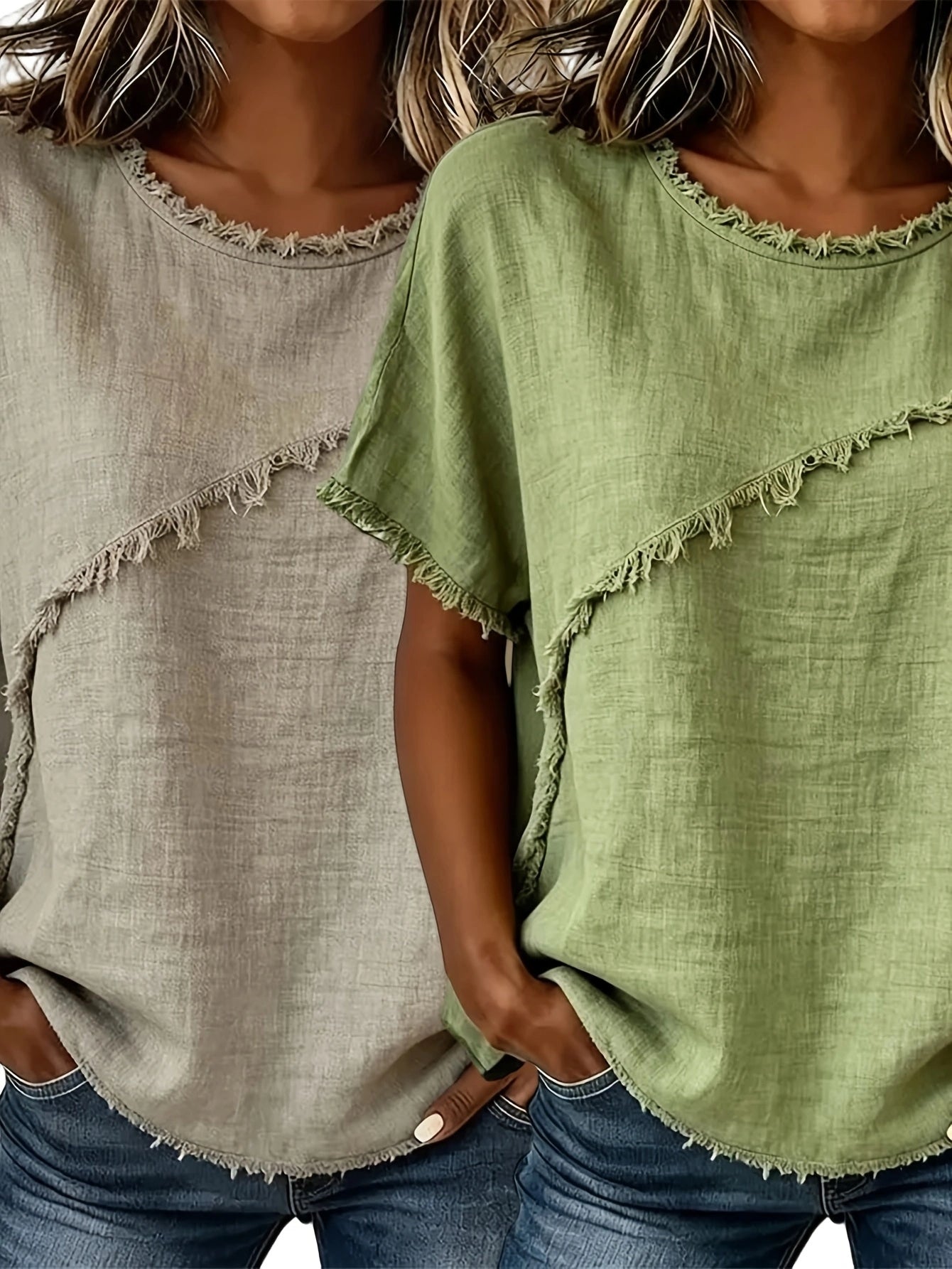 Women's Round-Neck Loose Short-Sleeve Top – 2-Pack Casual Tee