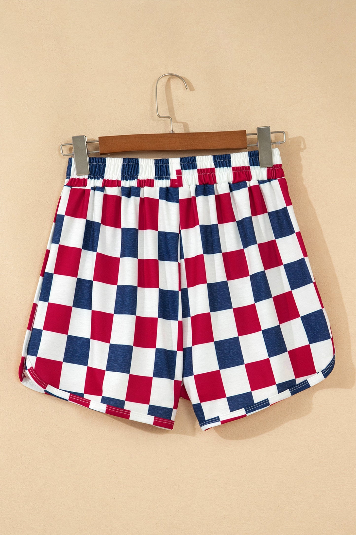 4th of July Checker High Waist Shorts