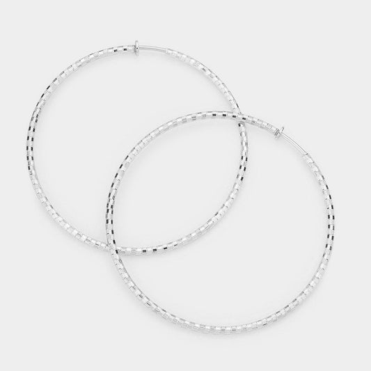 Women's 3 Inch Metal Hoop Clip On Earrings
