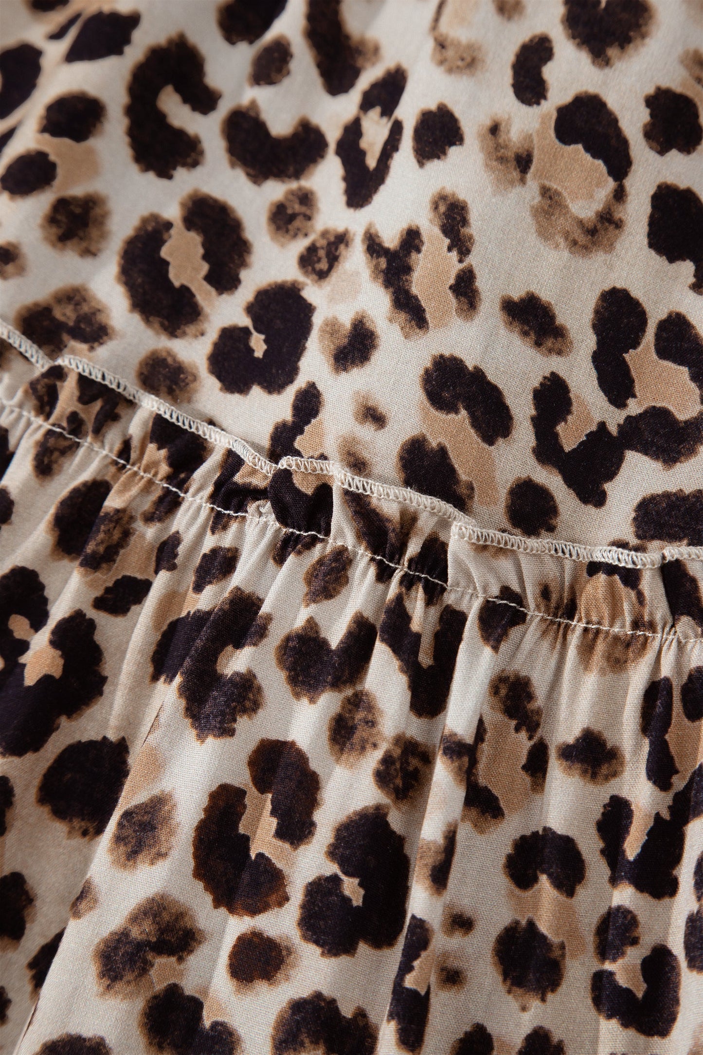 Leopard Ruffle Straps Smocked Tiered Maxi Dress