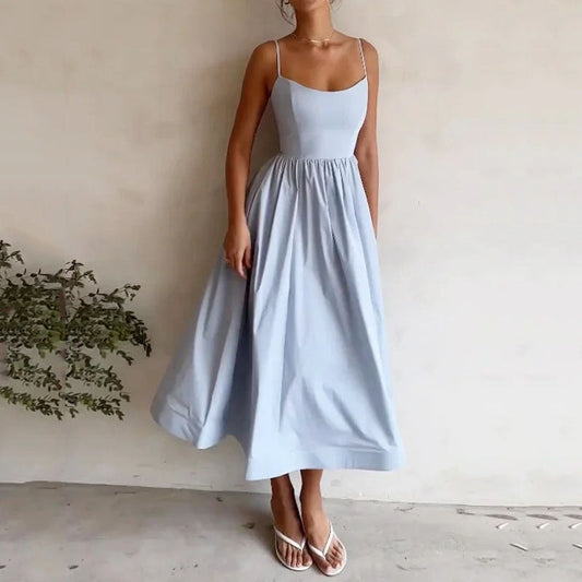 ๐ธ Women's Solid Color Printing Fresh Sweet Suspender Dress